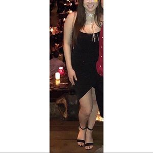 AKIRA Black glitter strapless mini dress